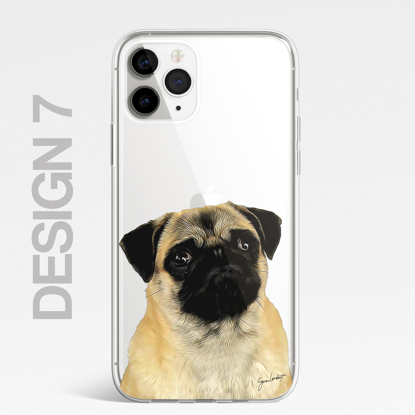 Pug Cute Dog Phone Case Painting CLEAR Phone Cover Case for iPhone 14 13 12 +