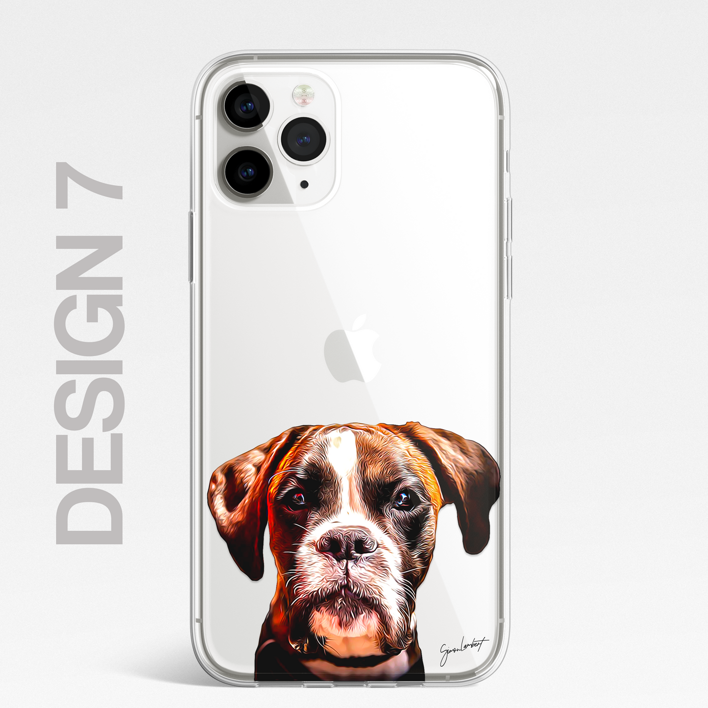 Boxer Dog Phone Case Painting Effect CLEAR Cover Case for iPhone 14 13 12 Pro +