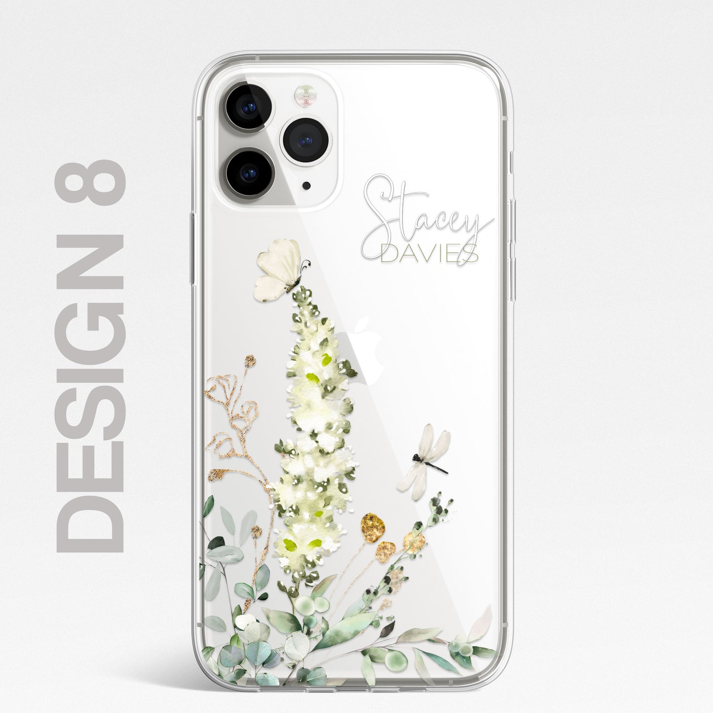 Personalised Floral Botanic Custom CLEAR Cover Case Flower for iPhone 14 12 11