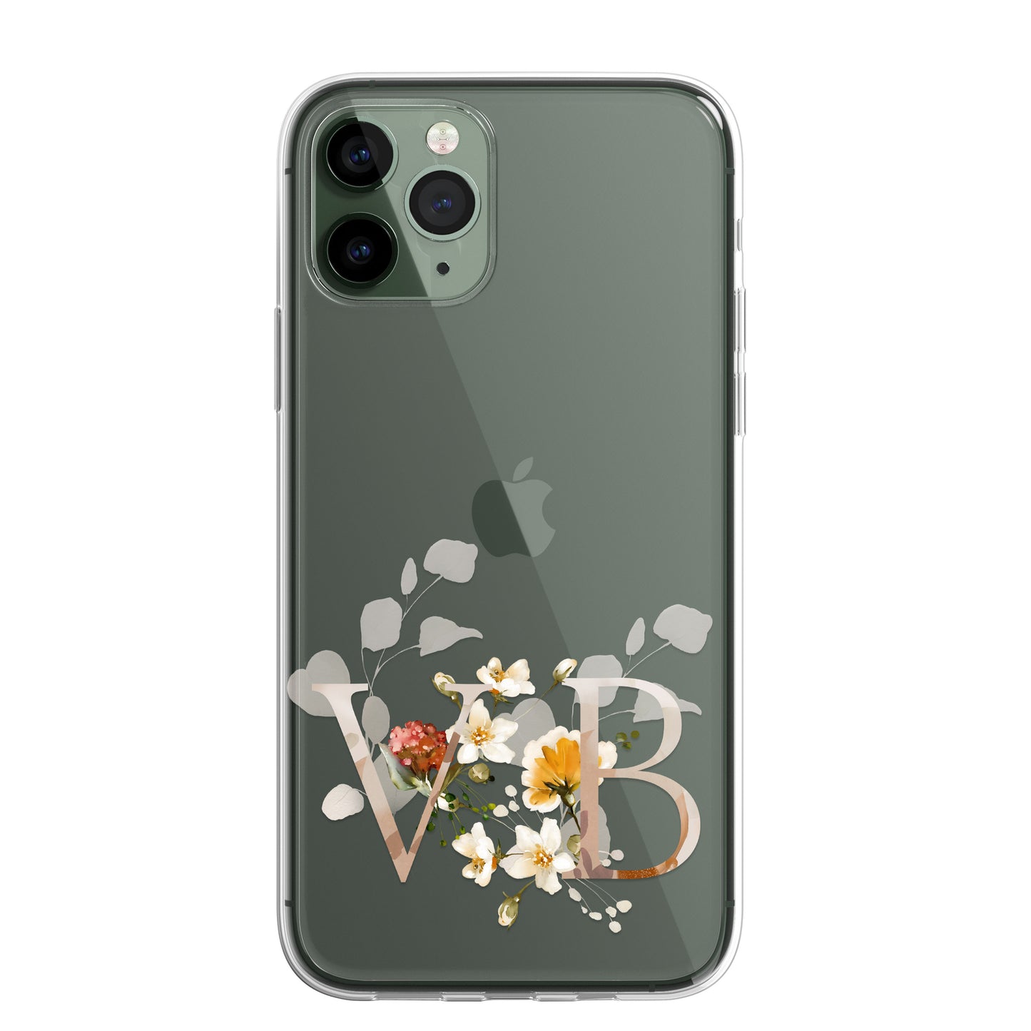 Personalised Floral CLEAR Phone Cover Case Custom For iPhone 13 Pro Max Mini +