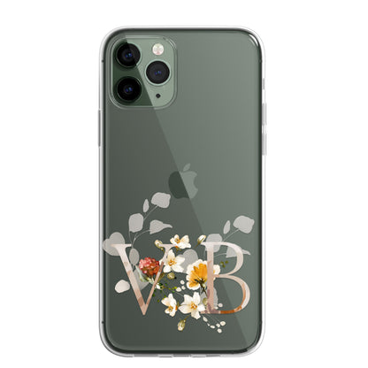 Personalised Floral CLEAR Phone Cover Case Custom For iPhone 13 Pro Max Mini +