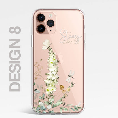 Personalised Floral Botanic Custom CLEAR Cover Case Flower for Samsung S21 S20