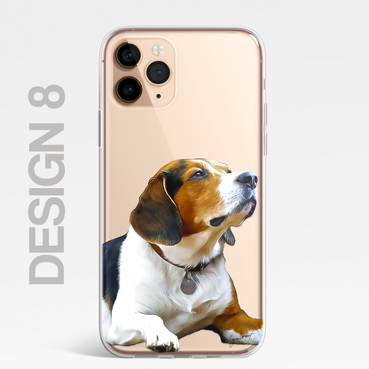 Beagle Dog Phone Case Painting Effect CLEAR Cover Case for iPhone 14 13 12 Pro +