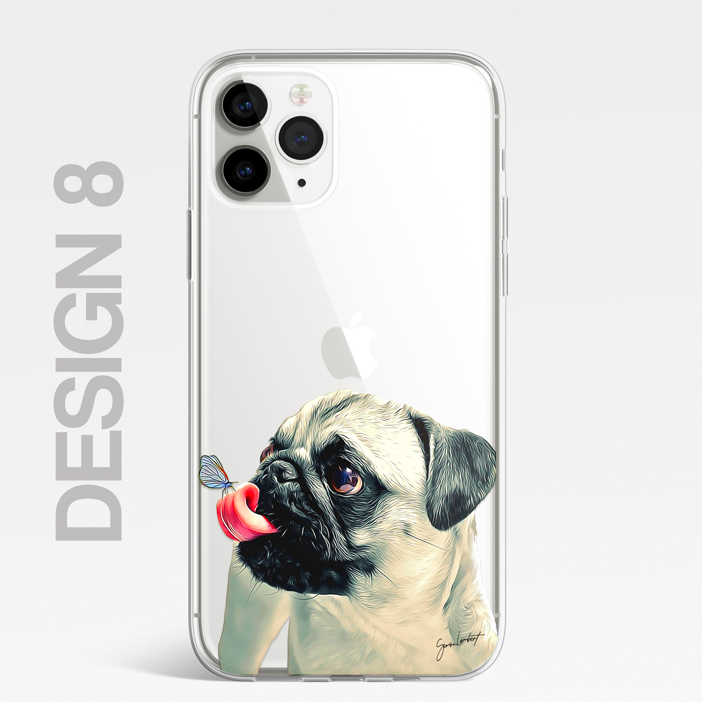 Pug Cute Dog Phone Case Painting CLEAR Phone Cover Case for iPhone 14 13 12 +