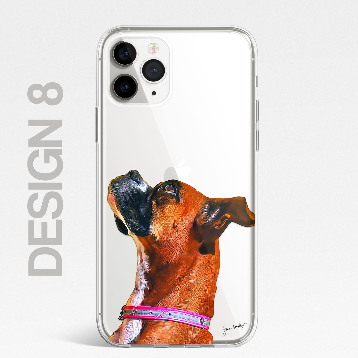 Boxer Dog Phone Case Painting Effect CLEAR Cover Case for iPhone 14 13 12 Pro +