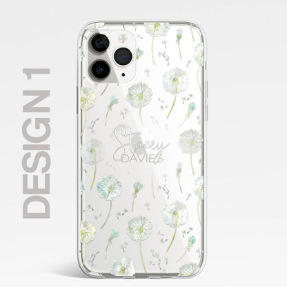 Personalised Floral Dandelions Custom CLEAR Cover Case Flower for Samsung S21 S2