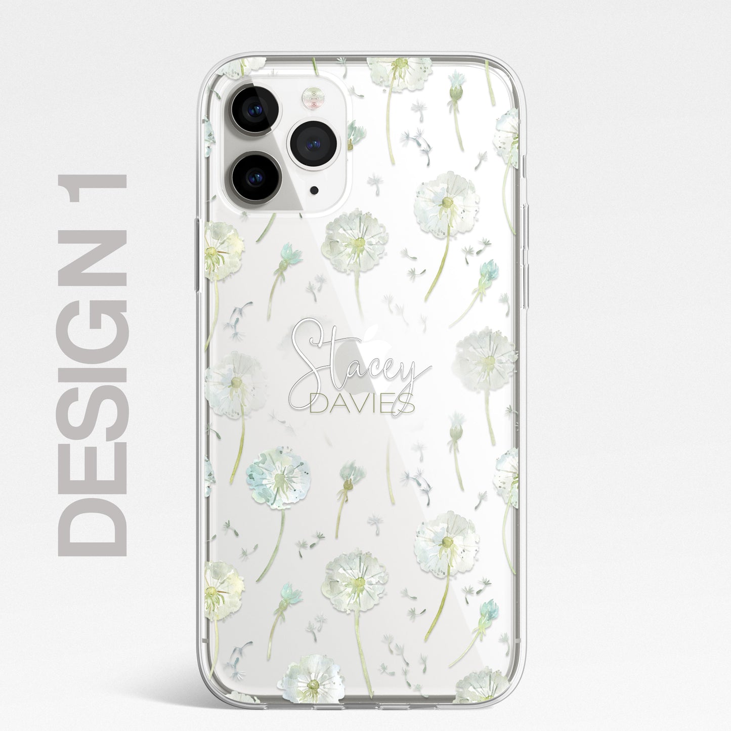 Personalised Floral Dandelion Custom CLEAR Cover Case Flower for iPhone 14 13 12