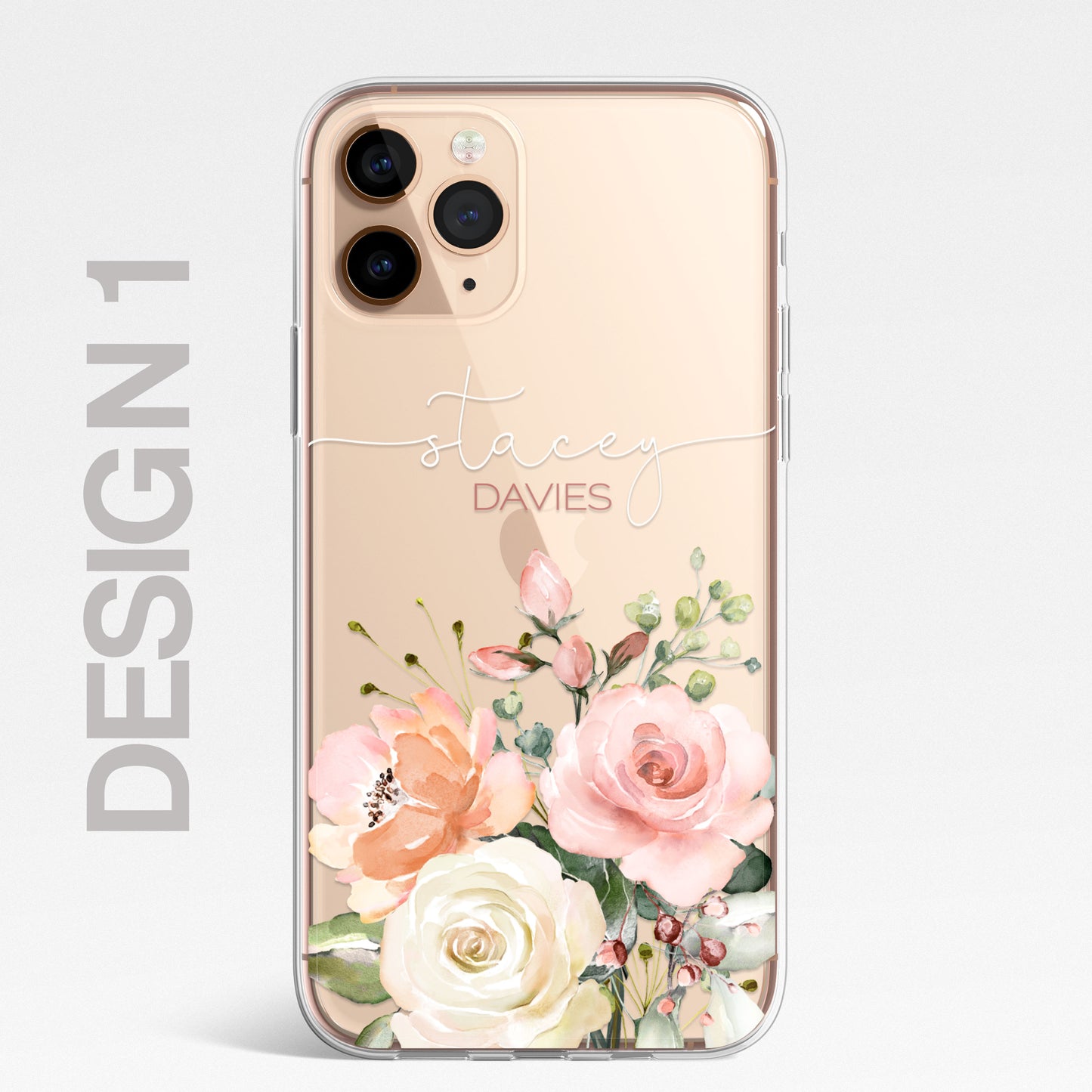 Personalised Floral CLEAR Phone Cover Case Custom For iPhone 12 Pro Max Mini +