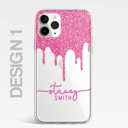 Personalised CLEAR Glitter Paint Candy Phone Cover Case For Samsung Galaxy S20+