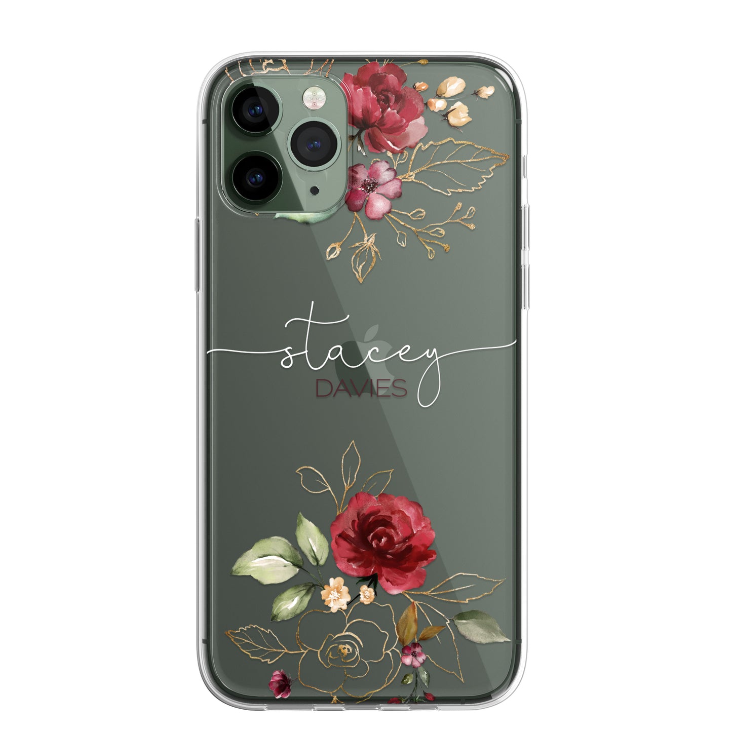 Personalised Floral CLEAR Phone Cover Case Custom For iPhone 12 Pro Max Mini +