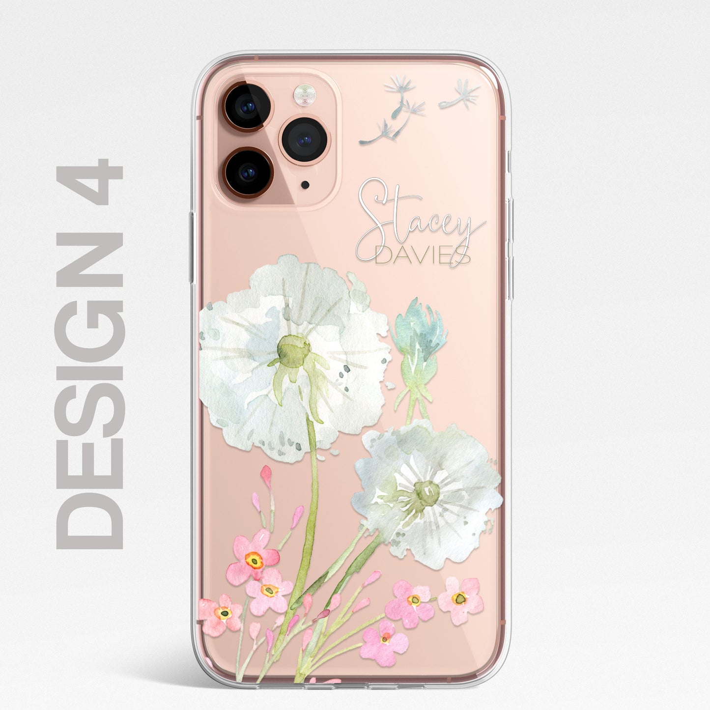 Personalised Floral Dandelion Custom CLEAR Cover Case Flower for iPhone 14 13 12