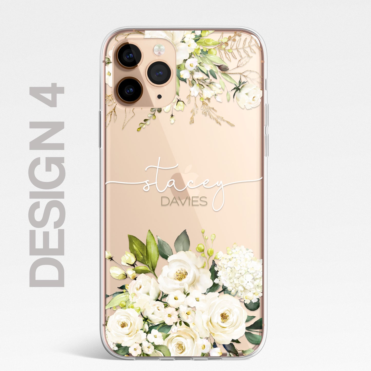 Personalised Floral CLEAR Phone Cover Case Custom For iPhone 13 Pro Max Mini +