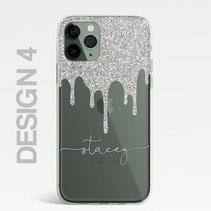 Personalised CLEAR Glitter Paint Candy Phone Cover Case For Samsung Galaxy S20+