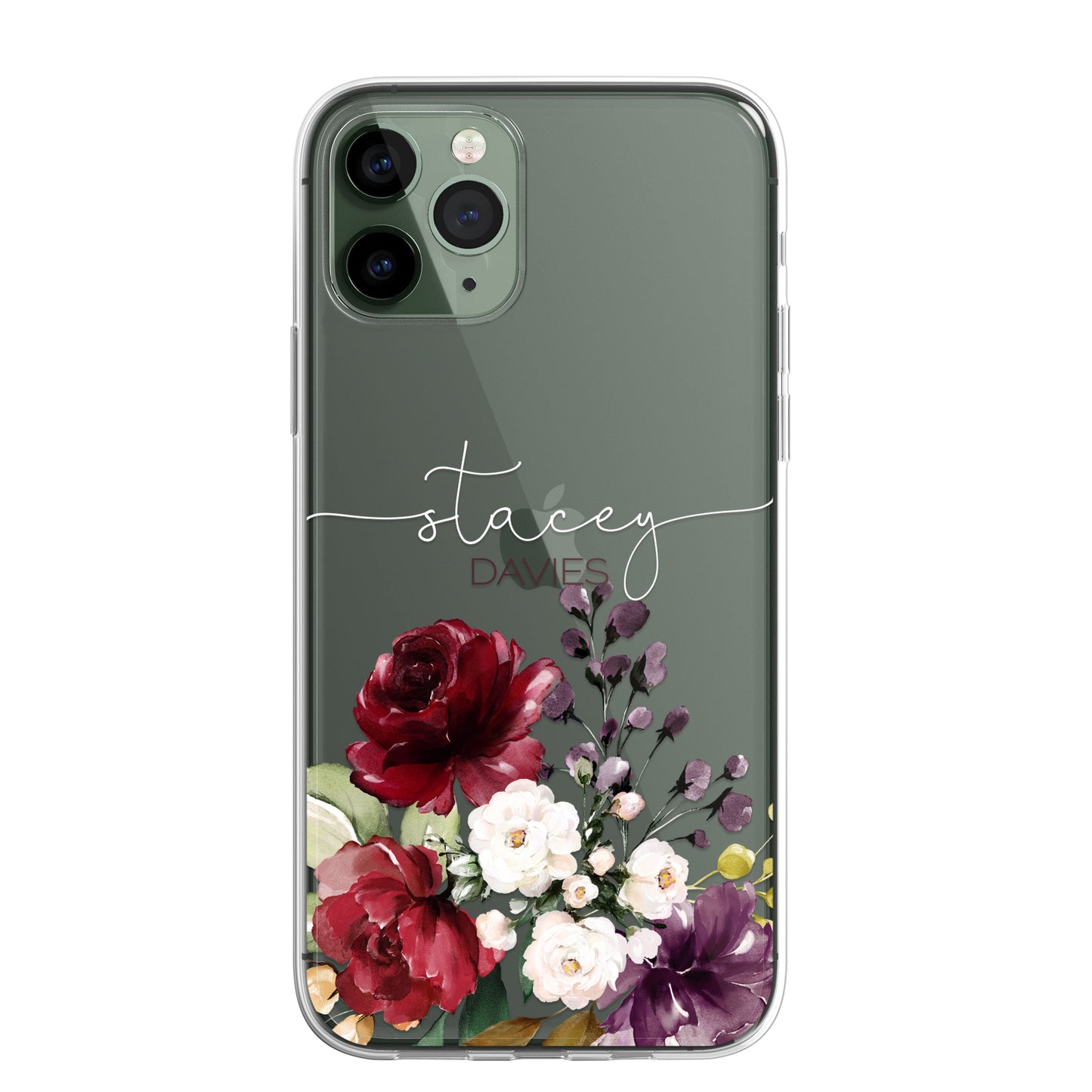 Personalised Floral CLEAR Phone Cover Case Custom For iPhone 14 Pro Max Plus +