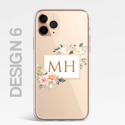 Personalised Floral CLEAR Phone Cover Case Custom For iPhone 12 Pro Max Mini +