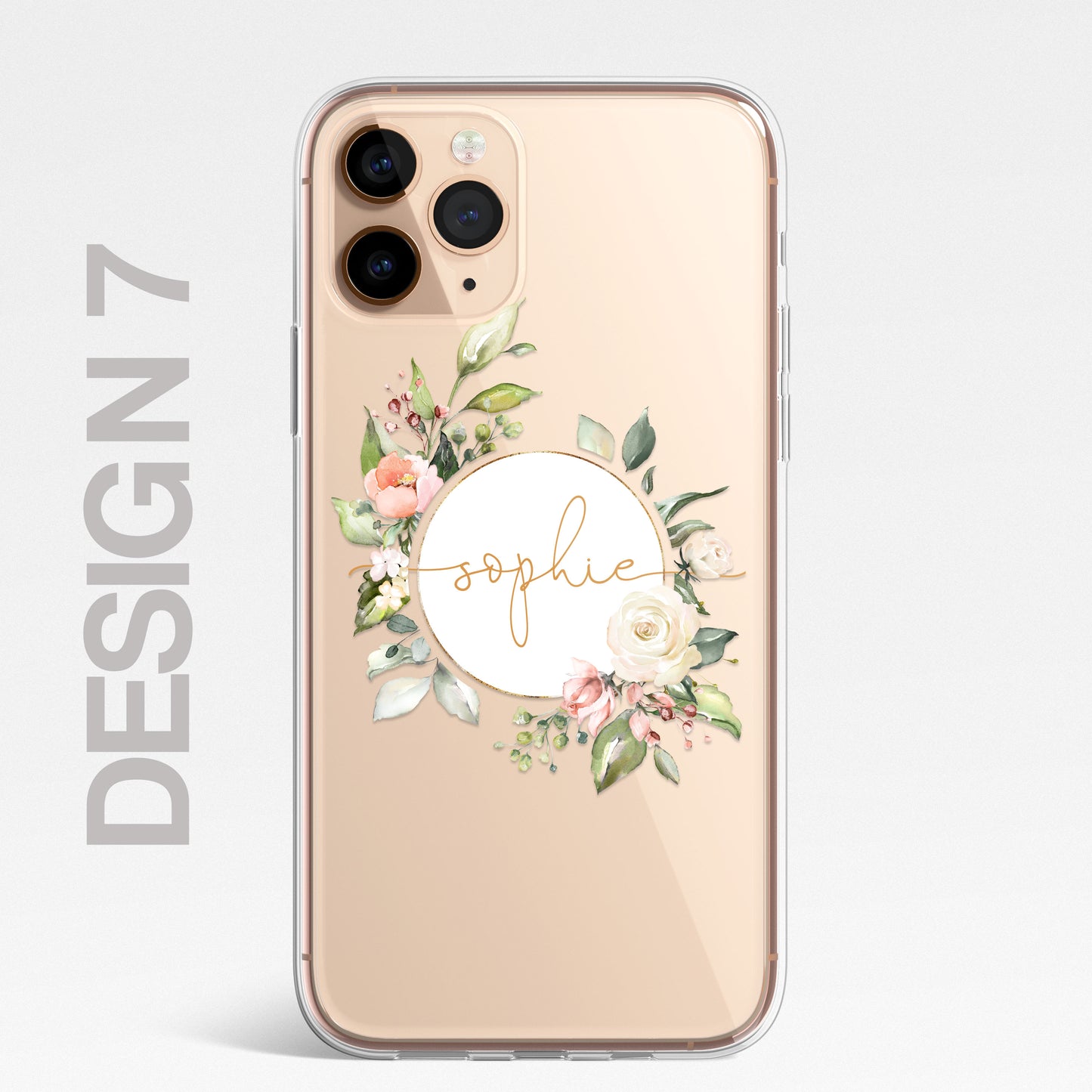 Personalised Floral CLEAR Phone Cover Case Custom For iPhone 13 Pro Max Mini +
