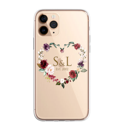 Personalised Floral CLEAR Phone Cover Case Custom For iPhone 13 Pro Max Mini +