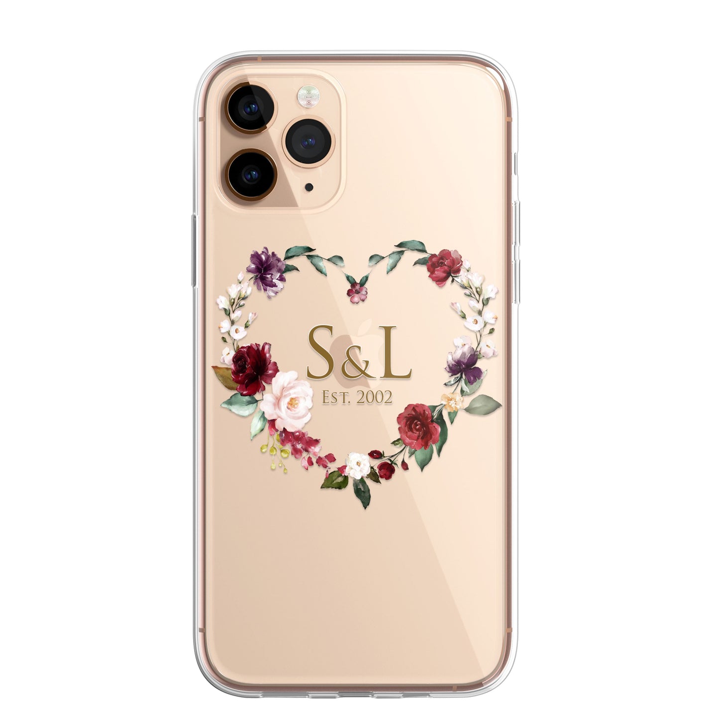 Personalised Floral CLEAR Phone Cover Case Custom For iPhone 14 Pro Max Plus +