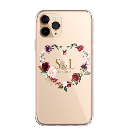 Personalised Floral CLEAR Phone Cover Case Custom For iPhone 14 Pro Max Plus +