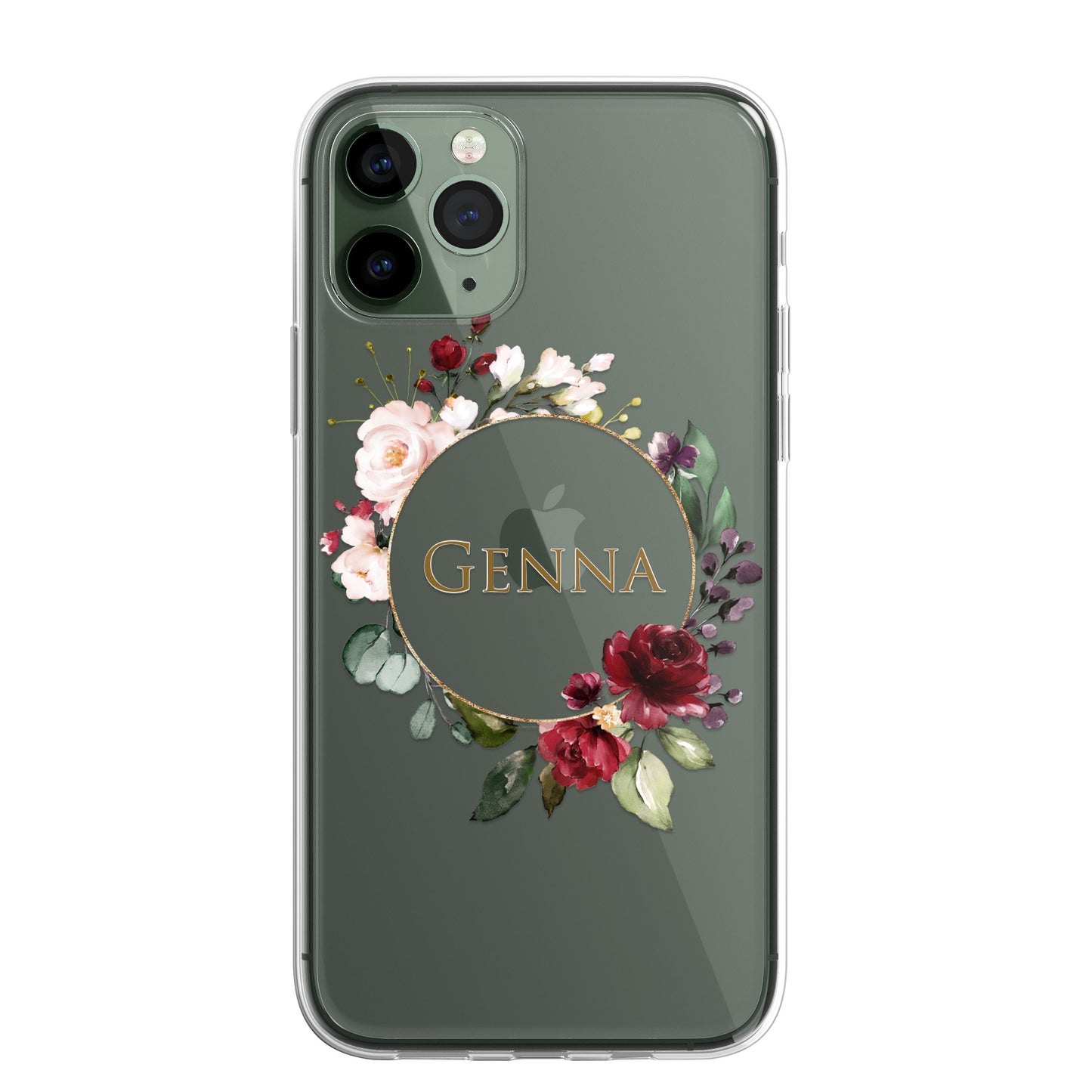 Personalised Floral CLEAR Phone Cover Case Custom For iPhone 13 Pro Max Mini +
