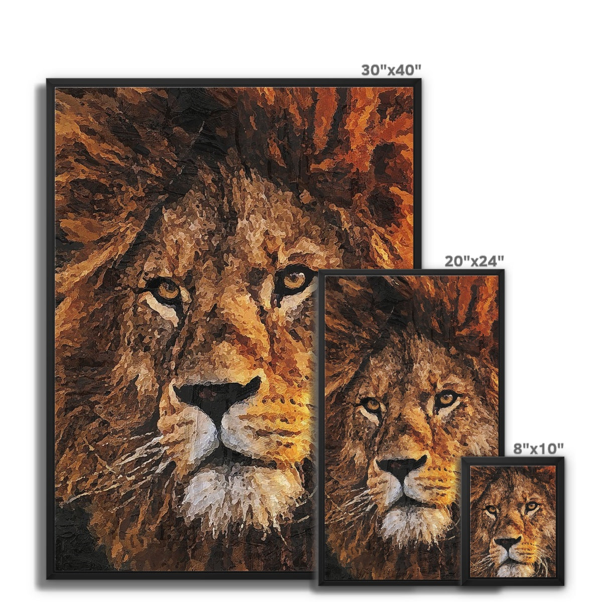 Lion Oil Palette Print Framed Canvas