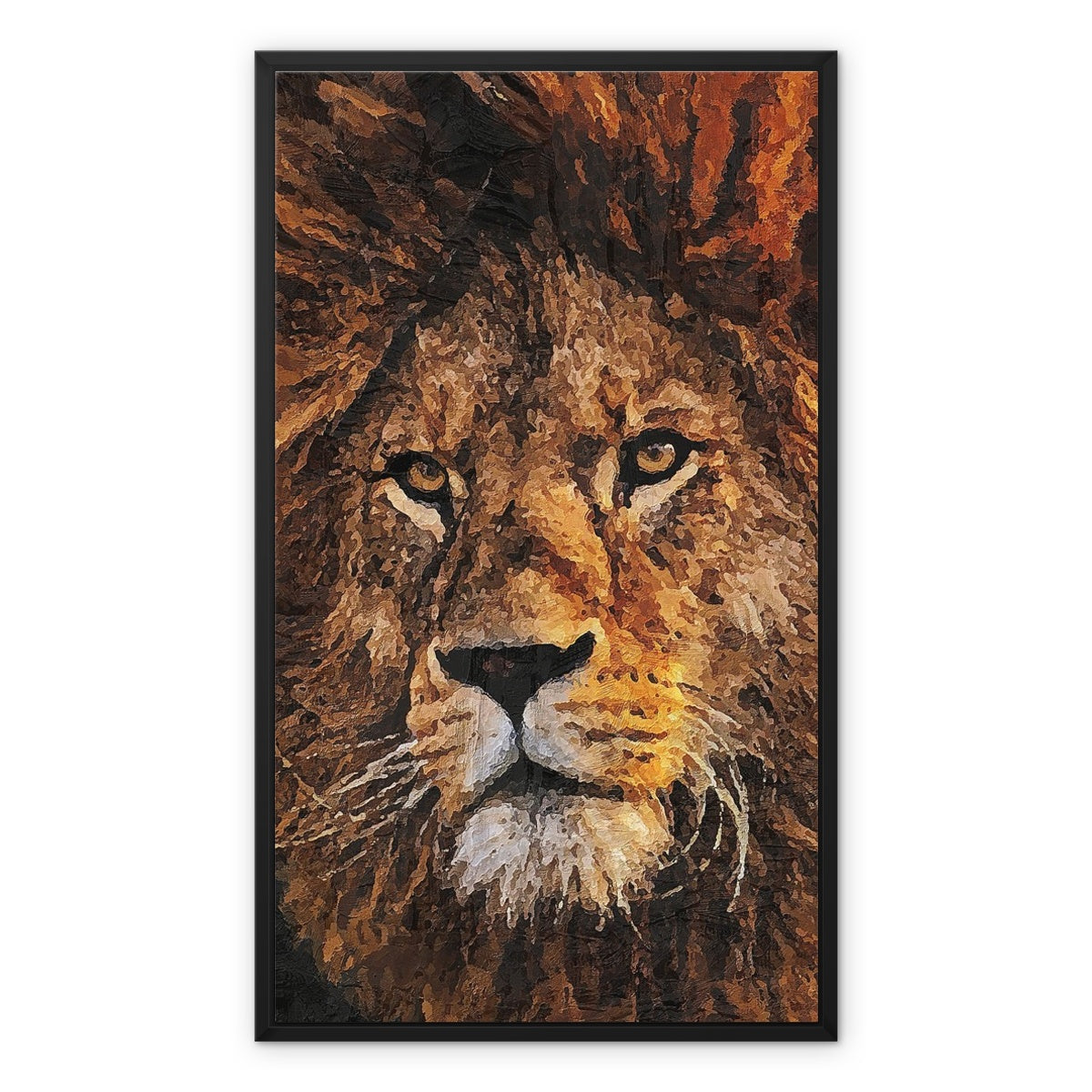 Lion Oil Palette Print Framed Canvas