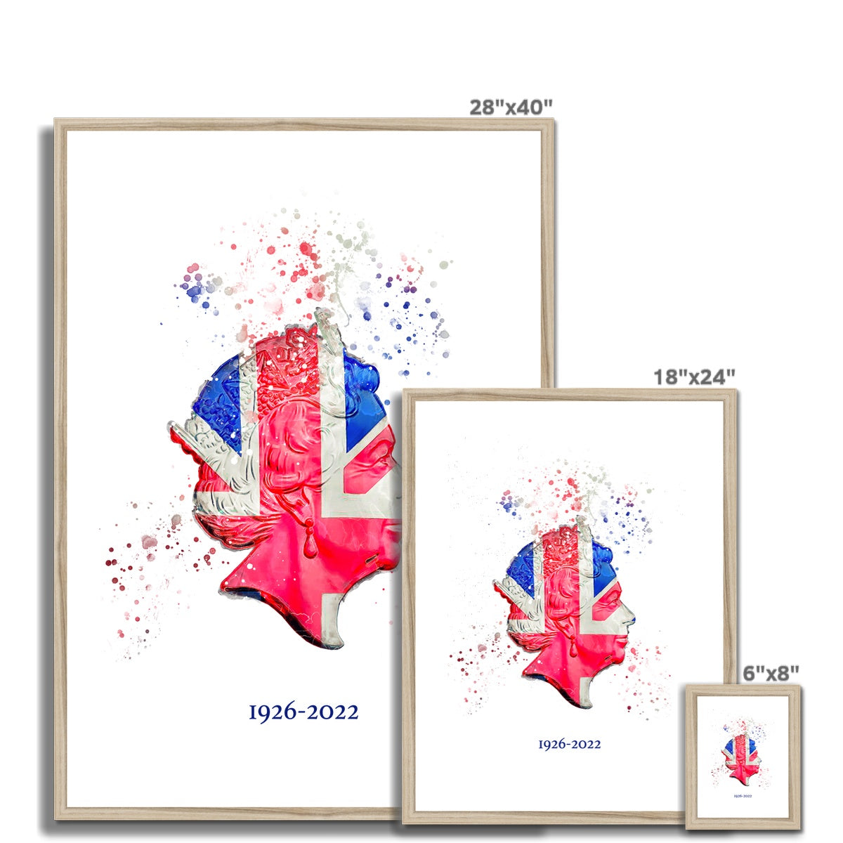 Queen Elizabeth II Commemorative Splatter Artwork Framed & Mounted Print