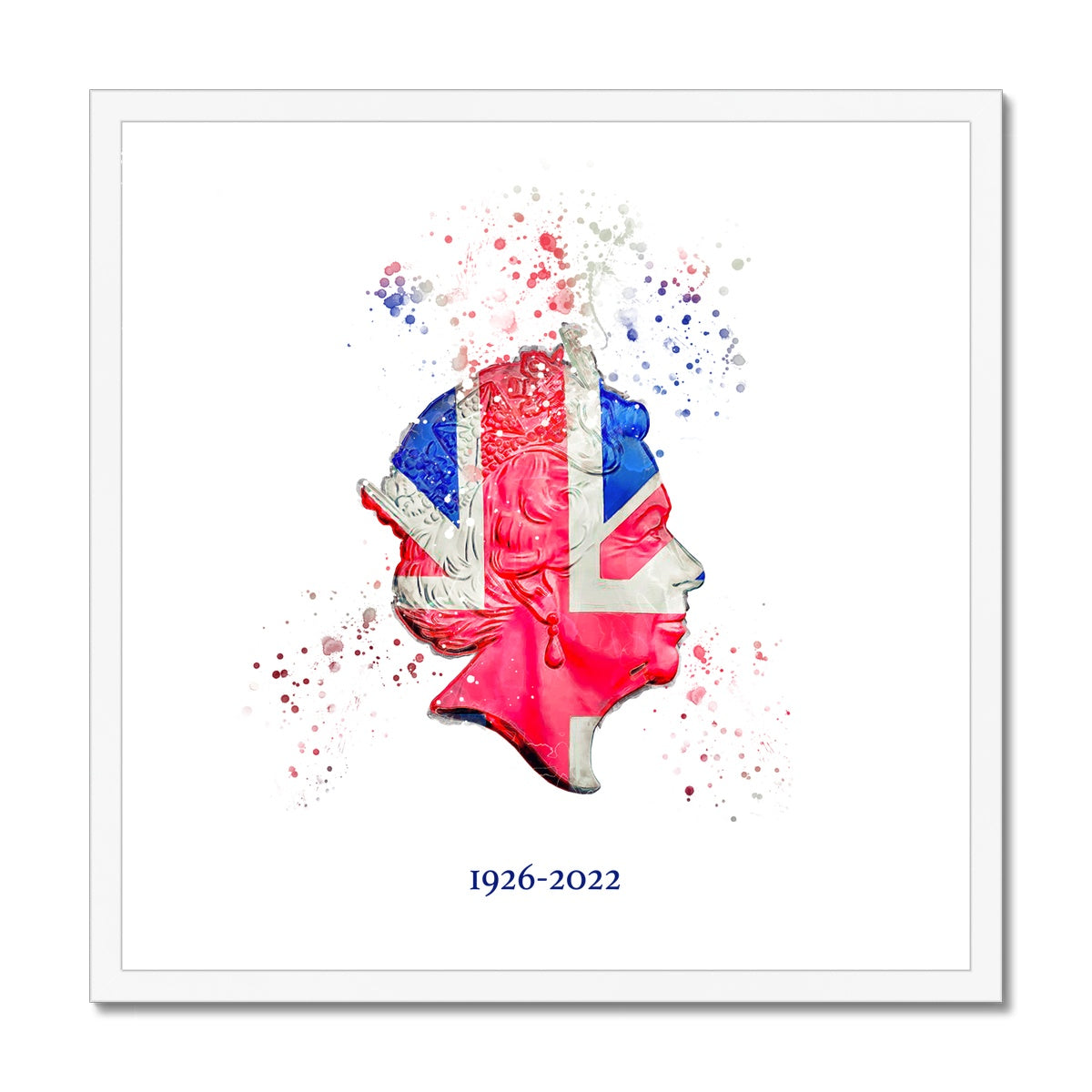 Queen Elizabeth II Commemorative Splatter Artwork Framed Print