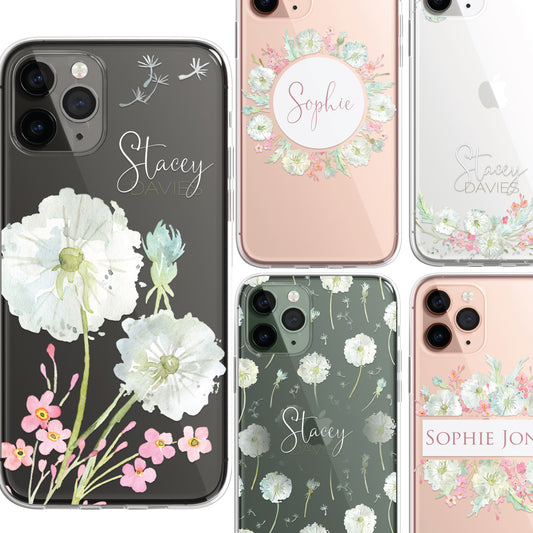 Personalised Floral Dandelion Custom CLEAR Cover Case Flower for iPhone 14 13 12
