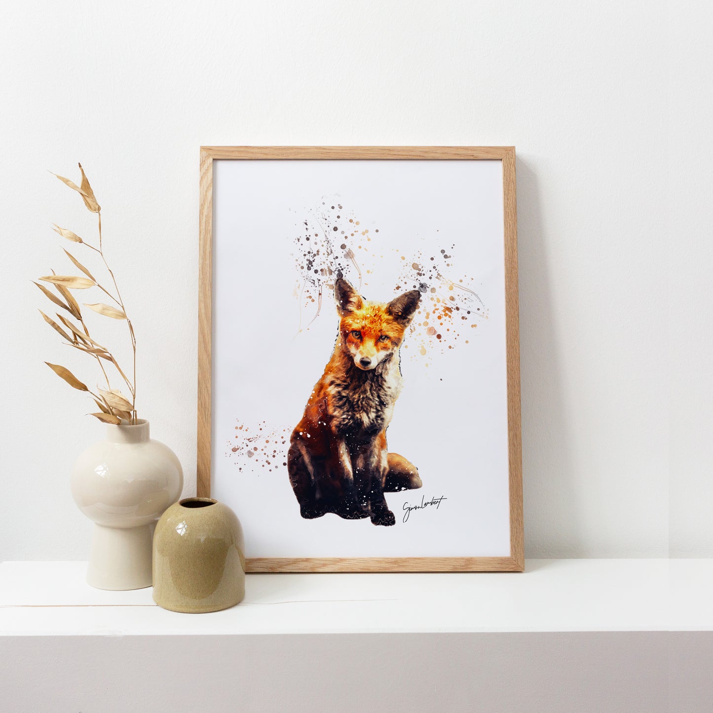 Fox Portrait Splatter Style Artwork Fine Art Print (Unframed)
