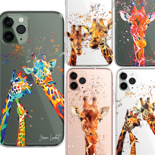 Giraffe Family Phone Case Personalised CLEAR Splatter Phone Cover Case for iPhone 14 13 12 +