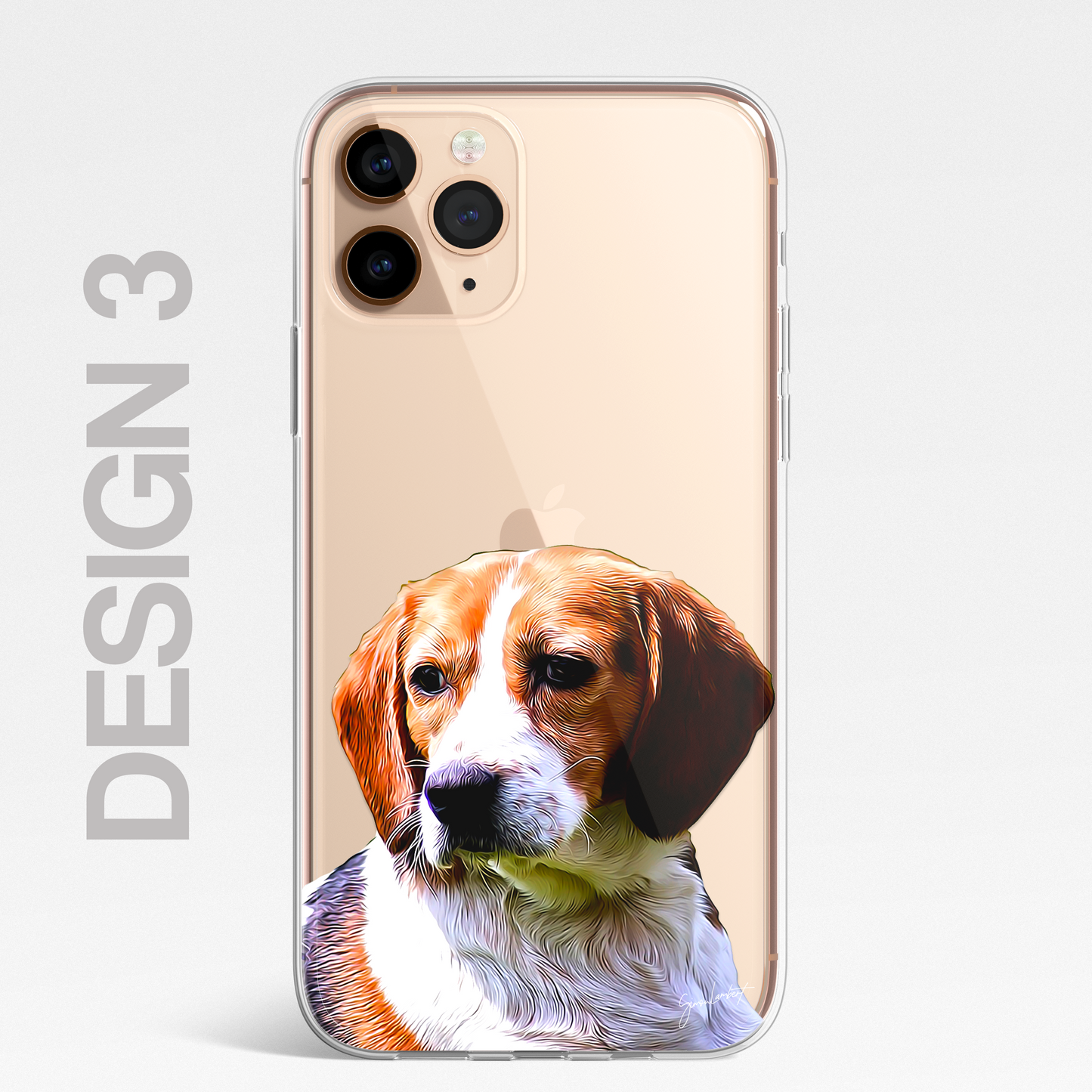 Beagle Dog Phone Case Painting Effect CLEAR Cover Case for iPhone 14 13 12 Pro +