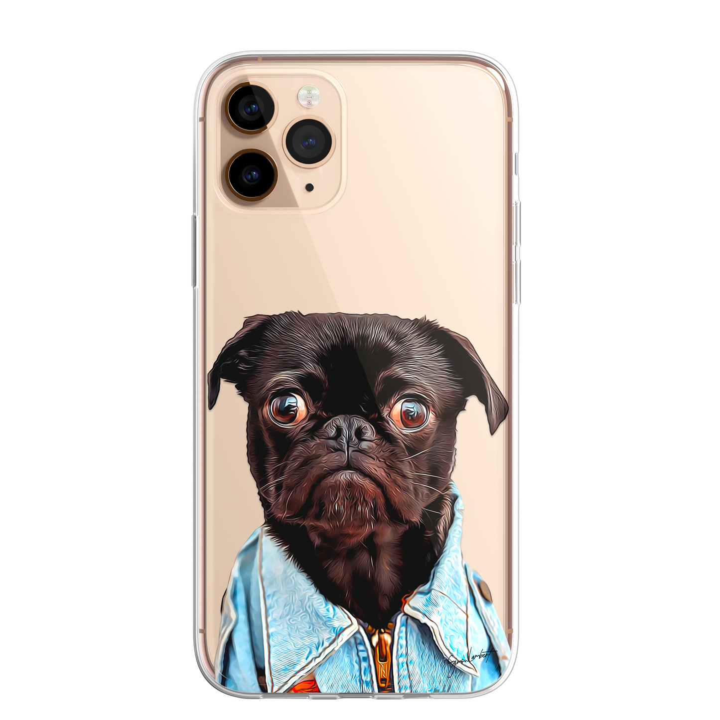 Pug Cute Dog Phone Case Painting CLEAR Phone Cover Case for iPhone 14 13 12 +