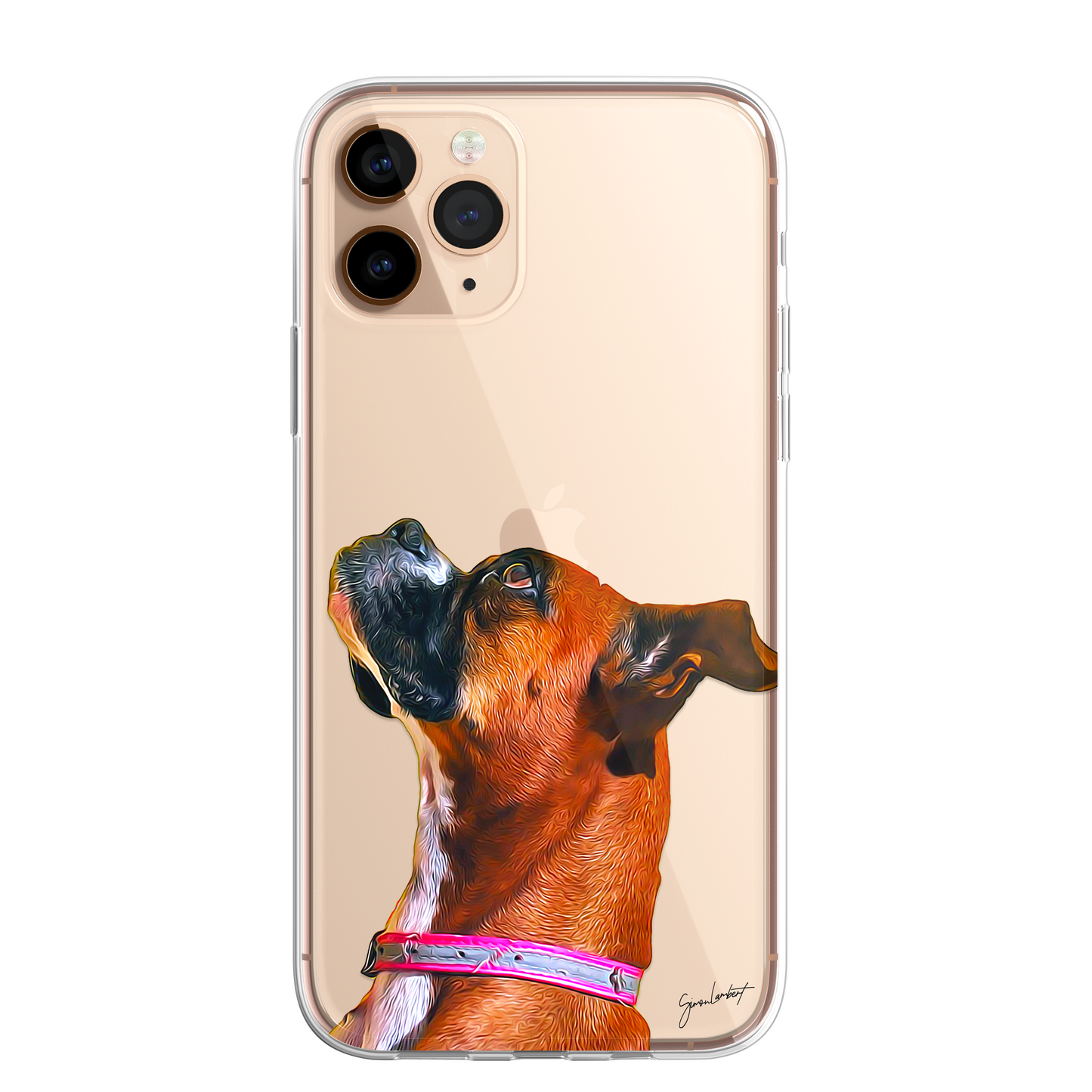 Boxer Dog Phone Case Painting Effect CLEAR Cover Case for iPhone 14 13 12 Pro +