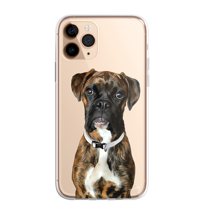 Boxer Dog Phone Case Painting Effect CLEAR Cover Case for iPhone 14 13 12 Pro +