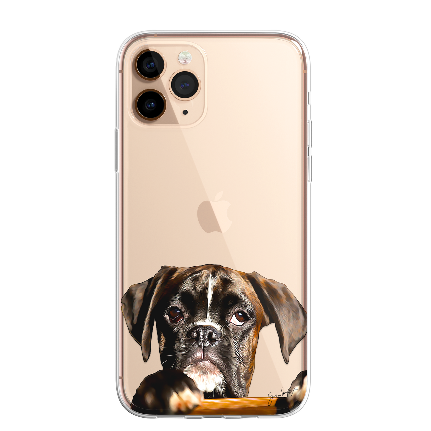 Boxer Dog Phone Case Painting Effect CLEAR Cover Case for iPhone 14 13 12 Pro +