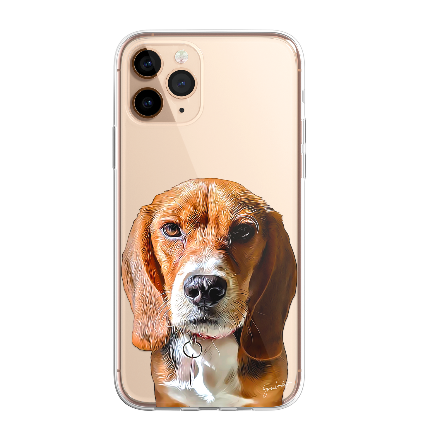 Beagle Dog Phone Case Painting Effect CLEAR Cover Case for iPhone 14 13 12 Pro +