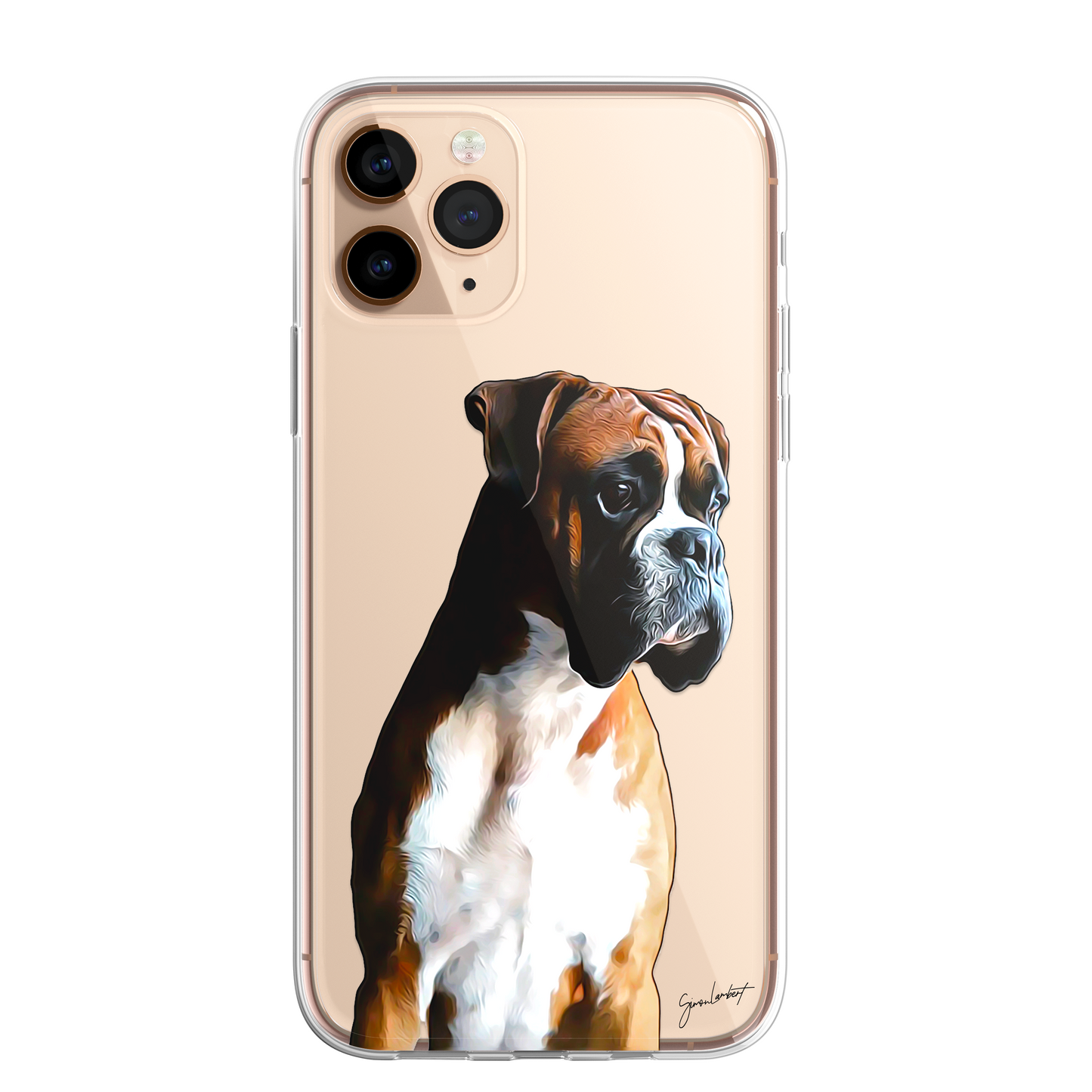 Boxer Dog Phone Case Painting Effect CLEAR Cover Case for iPhone 14 13 12 Pro +