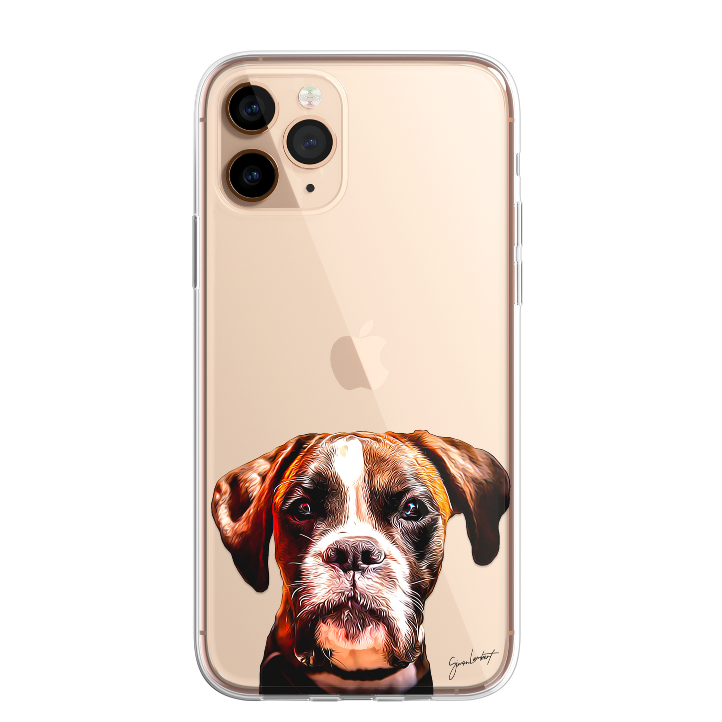 Boxer Dog Phone Case Painting Effect CLEAR Cover Case for iPhone 14 13 12 Pro +