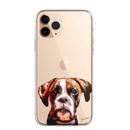 Boxer Dog Phone Case Painting Effect CLEAR Cover Case for iPhone 14 13 12 Pro +
