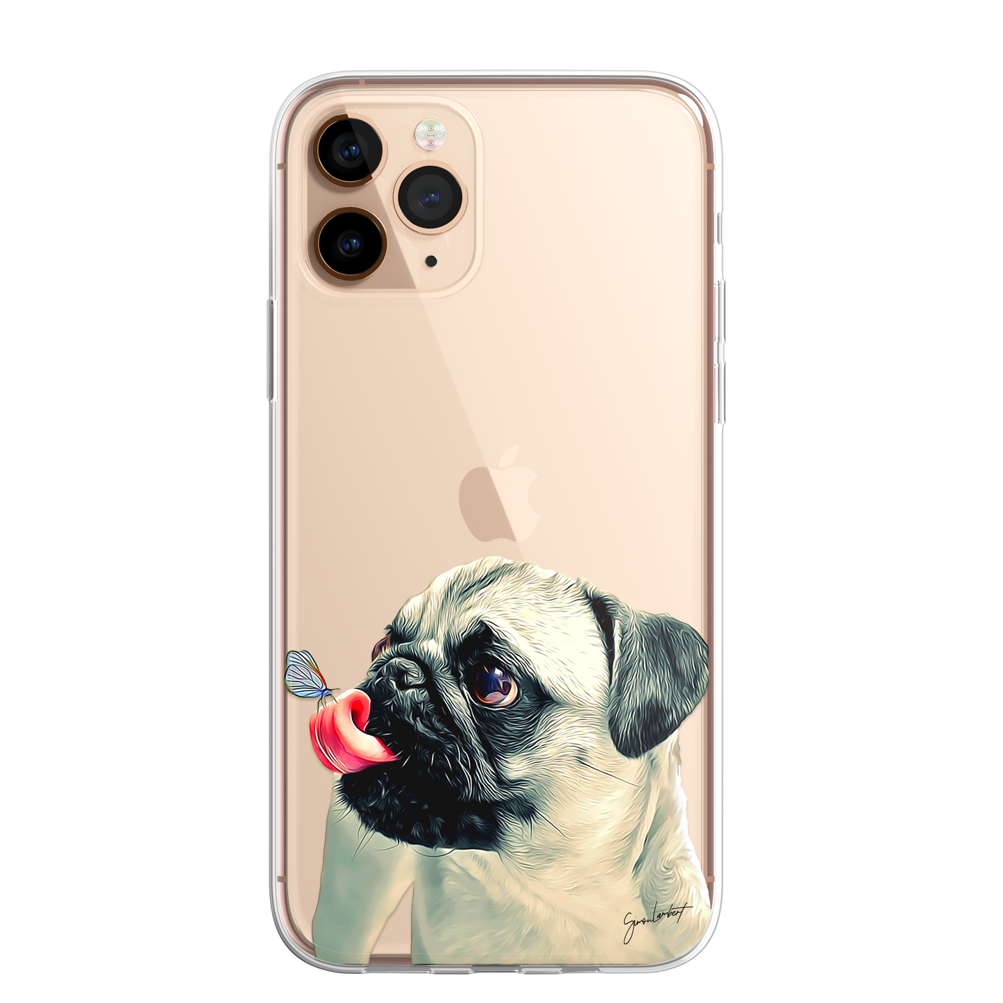 Pug Cute Dog Phone Case Painting CLEAR Phone Cover Case for iPhone 14 13 12 +