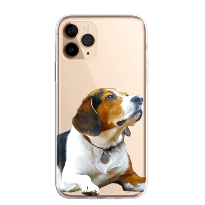 Beagle Dog Phone Case Painting Effect CLEAR Cover Case for iPhone 14 13 12 Pro +