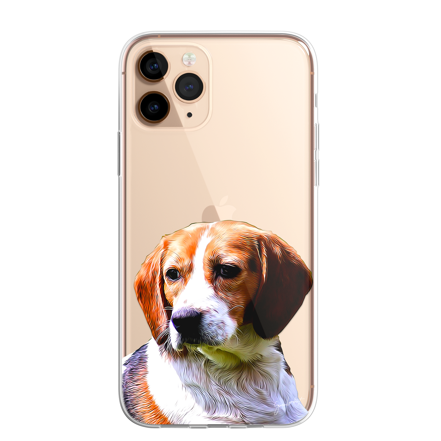 Beagle Dog Phone Case Painting Effect CLEAR Cover Case for iPhone 14 13 12 Pro +