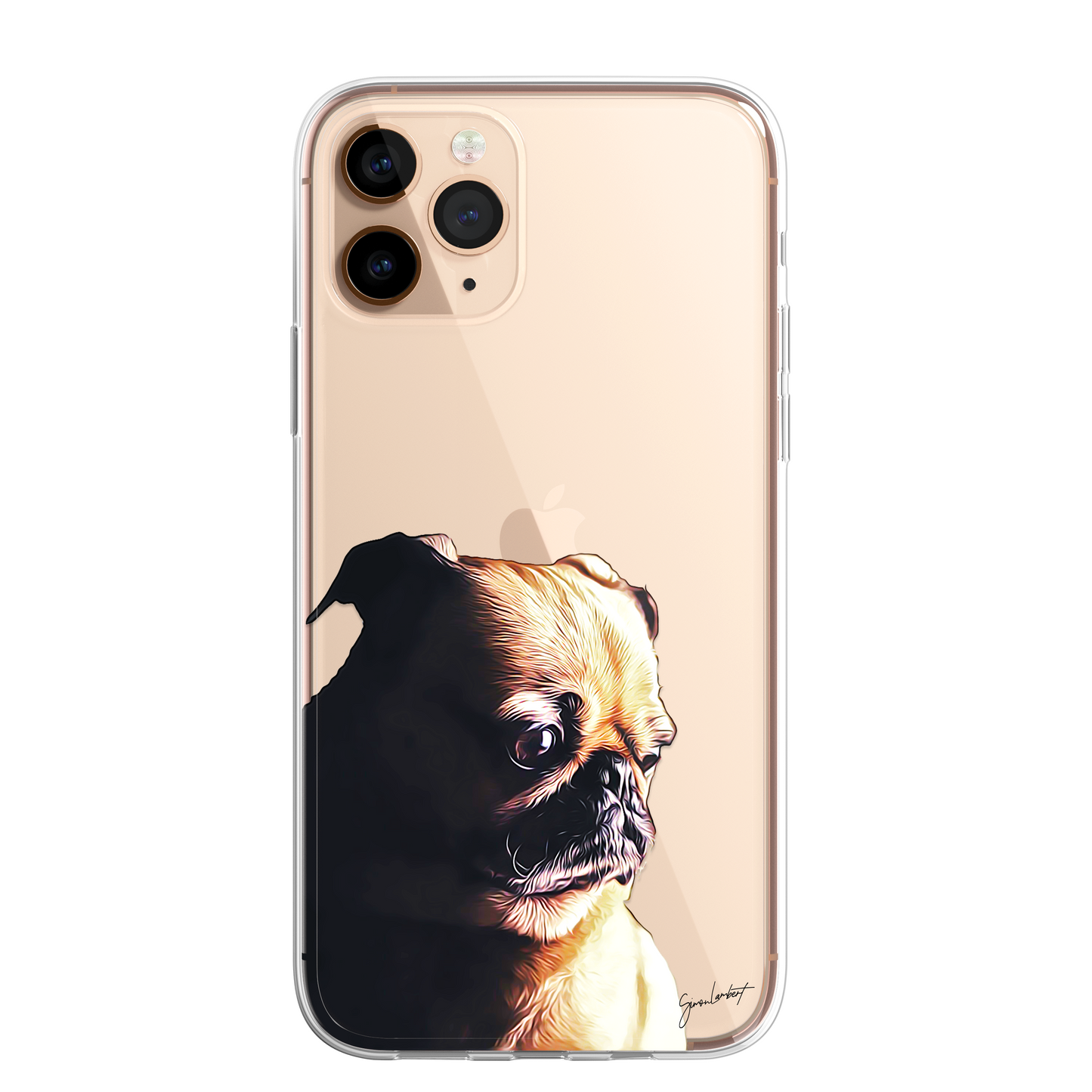 Pug Cute Dog Phone Case Painting CLEAR Phone Cover Case for iPhone 14 13 12 +