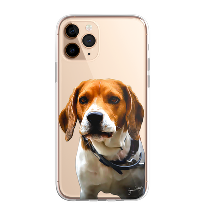 Beagle Dog Phone Case Painting Effect CLEAR Cover Case for iPhone 14 13 12 Pro +