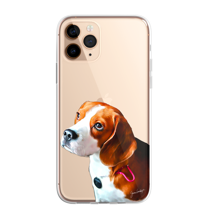 Beagle Dog Phone Case Painting Effect CLEAR Cover Case for iPhone 14 13 12 Pro +