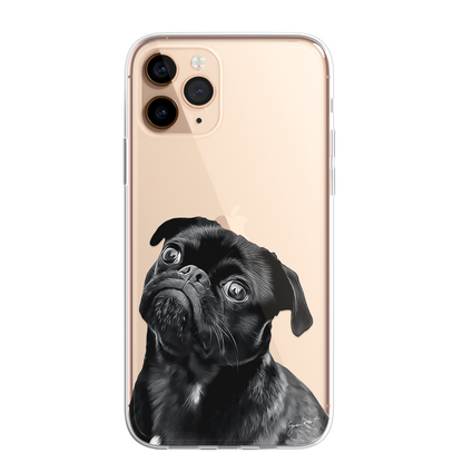 Pug Cute Dog Phone Case Painting CLEAR Phone Cover Case for iPhone 14 13 12 +