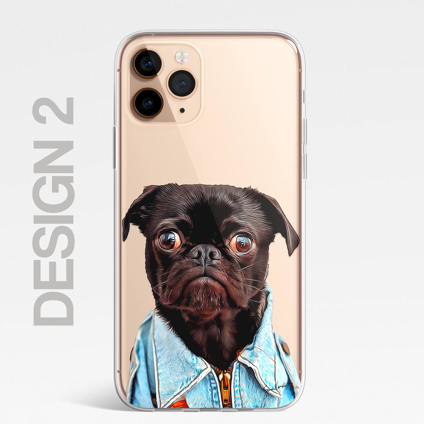 Pug Cute Dog Phone Case Painting CLEAR Phone Cover Case for iPhone 14 13 12 +