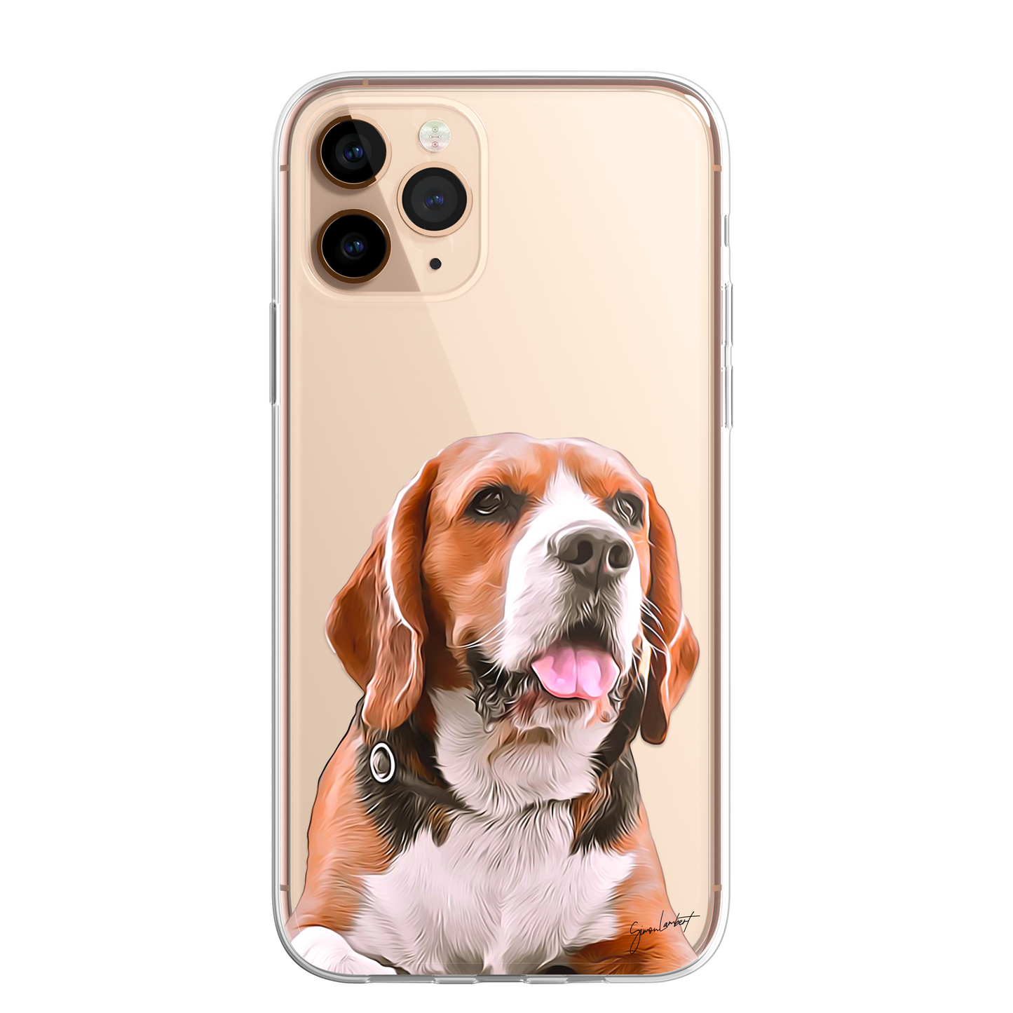 Beagle Dog Phone Case Painting Effect CLEAR Cover Case for iPhone 14 13 12 Pro +