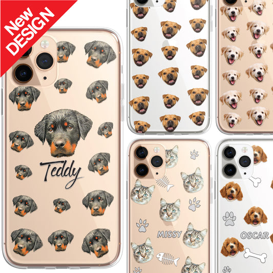 PET Dog Cat Icon Personalised Animal Phone Case CLEAR Cover for iPhone 14 13 12+